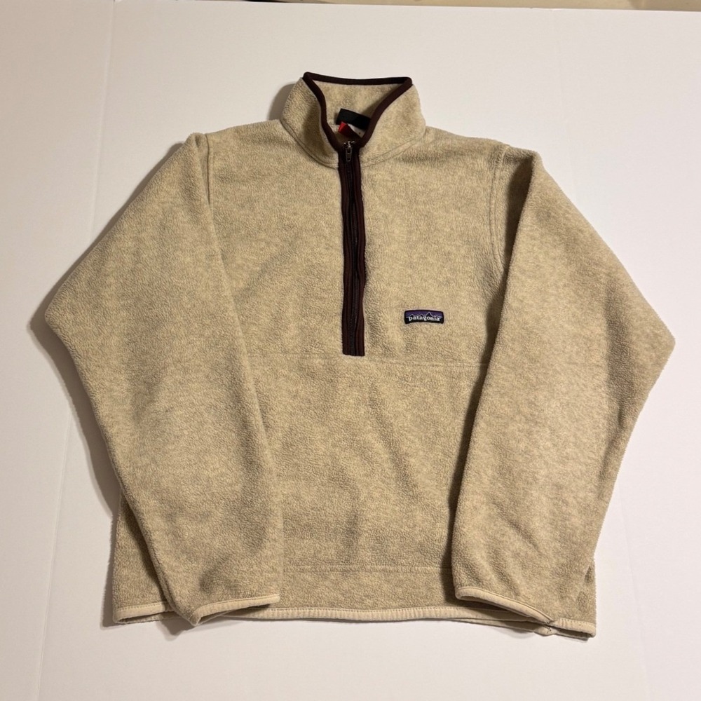 Patagonia Synchilla Fleece Pullover Quarter Zip Oatmeal Heather Tan Mens Small